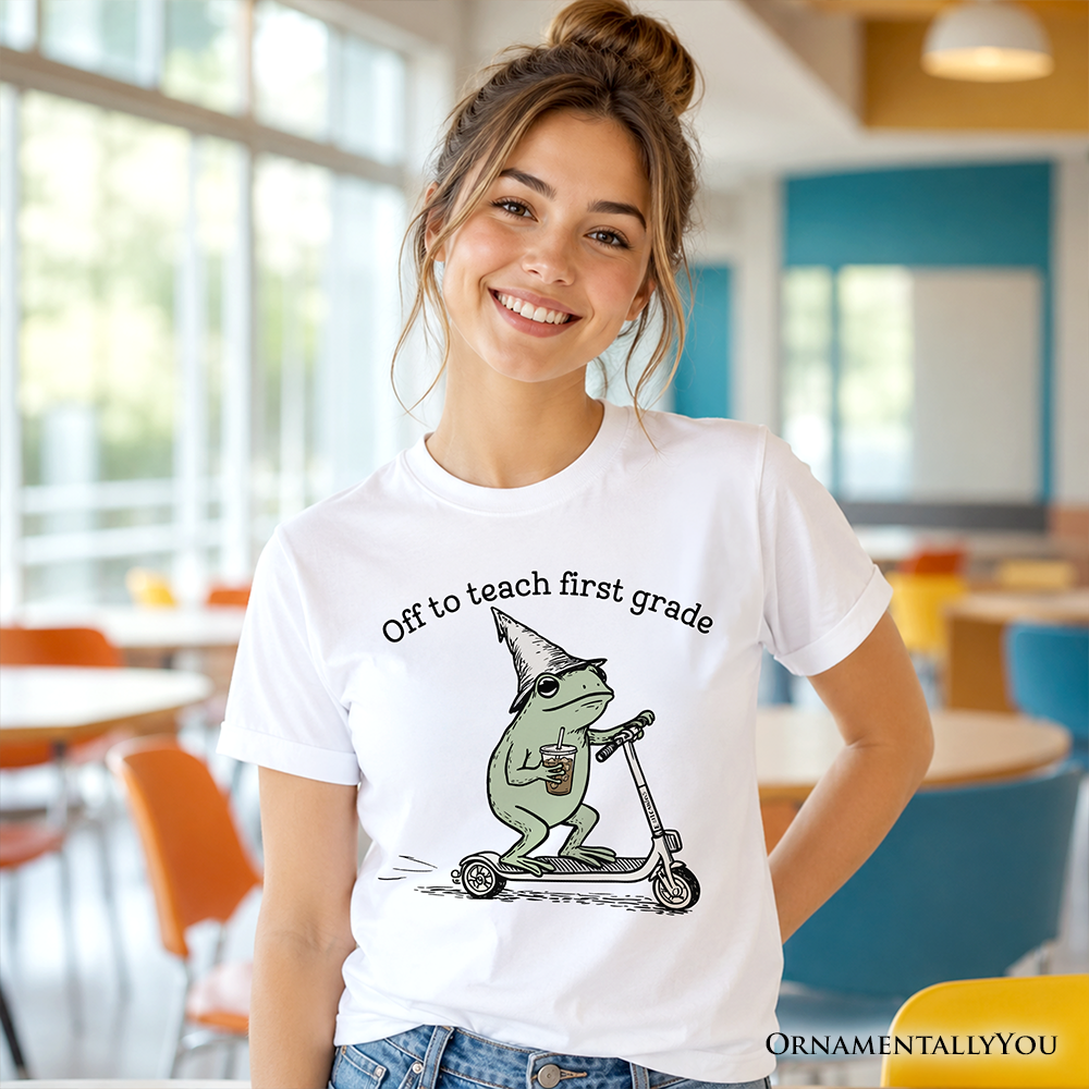 Off to Teach First Grade Frog T-Shirt, Funny Teachers Tee