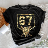 67 Camo Baseball Drip T-Shirt, Six Seven Cool Game Day Sports Tee