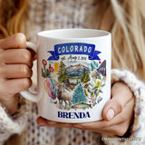 Artistic Colorado State Themes and Landmarks Personalized Mug With Custom Name