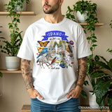 Artistic Idaho State Themes and Landmarks T-Shirt, Tee for History and Travel Lovers