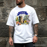 Artistic Iowa State Themes and Landmarks T-Shirt, Tee for History and Travel Lovers