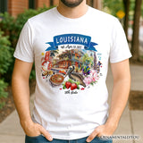 Artistic Louisiana State Themes and Landmarks T-Shirt, Tee for History and Travel Lovers