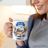 Artistic Maine State Themes and Landmarks Personalized Mug With Custom Name