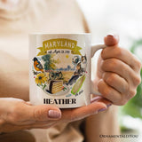 Artistic Maryland State Themes and Landmarks Personalized Mug With Custom Name