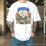 Artistic Missouri State Themes and Landmarks T-Shirt, Tee for History and Travel Lovers
