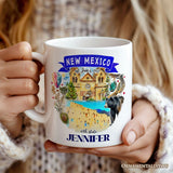 Artistic New Mexico State Themes and Landmarks Personalized Mug With Custom Name