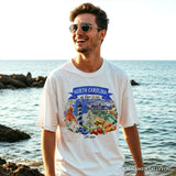 Artistic North Carolina State Themes and Landmarks T-Shirt, Tee for History and Travel Lovers