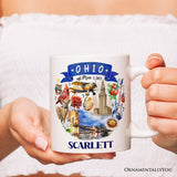 Artistic Ohio State Themes and Landmarks Personalized Mug With Custom Name