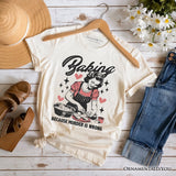 Baking Because Murder Is Wrong Anti-Valentine T-Shirt, Funny Retro Kitchen Tee