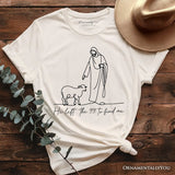 Christian Minimalist Line Art T-Shirt, He Left the 99 to Find Me Bible Verse Faith Tee