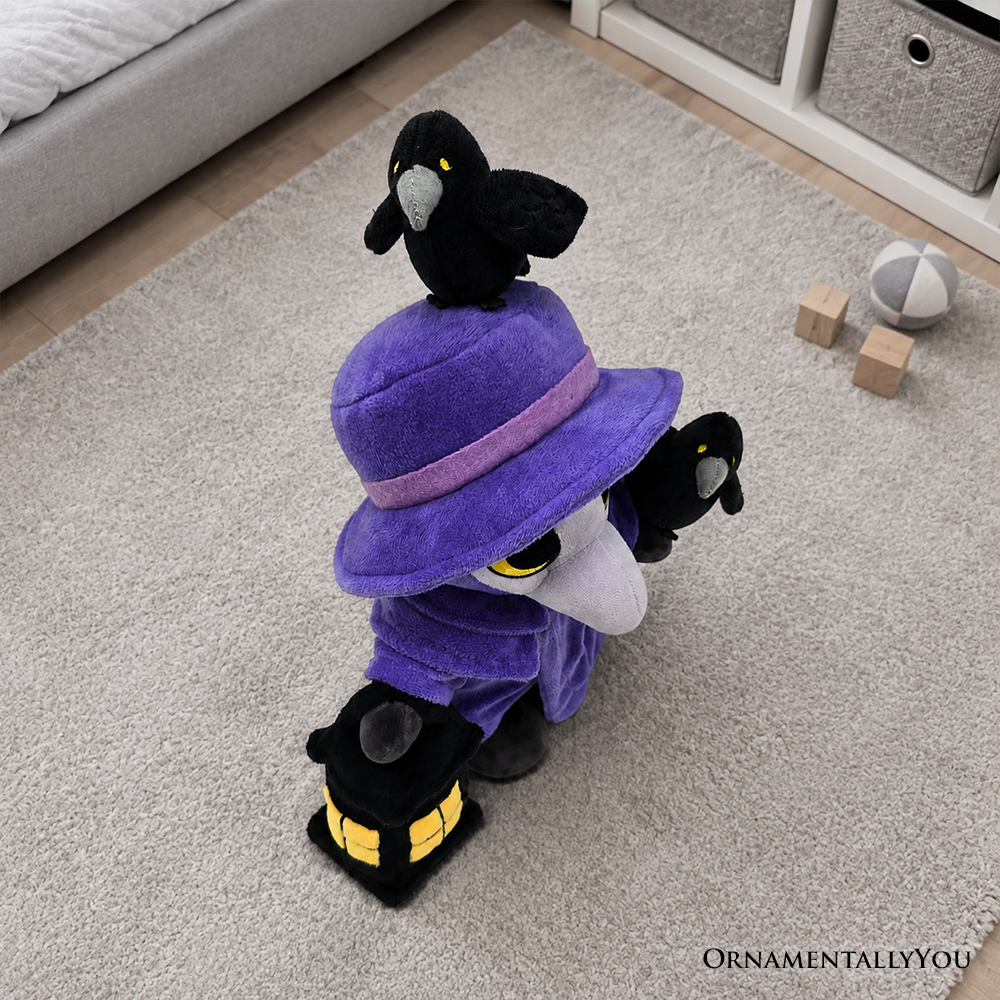 Dr. Crowford Plague Doctor Plush Toy with Ravens and Lantern, 12" Stuffed Toy Gift for Children