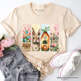 Easter Bunny Floral Brushstroke T-Shirt, Spring Pastel Coquette Tee