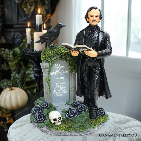 (Pre-Order) Edgar Allan Poe Handpainted 9" Figurine, Horror Home Statue Decoration