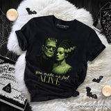 Frankenstein And Bride You Make Me Feel Alive T-Shirt, Valentine Retro Horror Couples Love Tee