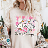 Funny Goose Bumps Floral T-Shirt, White, Natural and Black Sarcastic Goose Tee Gifts