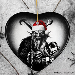 Horrifying Krampus With Santa Hat Ceramic Ornament, Keepsake For Unique Halloween Tree Christmas Decor