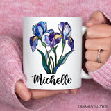 Iris Stained Glass Personalized Mug, Beauty With Wisdom Custom Name Gift