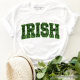 Irish Sequin St Patrick’s Day T-Shirt, Festive Green Glitter Imitation Tee