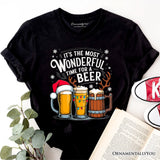 It's The Most Wonderful Time for a Beer T‑Shirt, Funny Holiday Beer Christmas Tee for Festive Drinkers