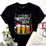 It's The Most Wonderful Time for a Beer T‑Shirt, Funny Holiday Beer Christmas Tee for Festive Drinkers