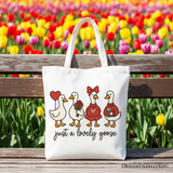 Just a Lovely Goose Valentine Canvas Tote Bag, Coquette Cute Love Printed Gift Bag