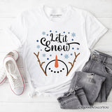 Let It Snow Snowman T‑Shirt, Snowflakes Minimalist Tee for Winter Holiday Season