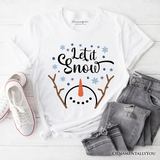 Let It Snow Snowman T‑Shirt, Snowflakes Minimalist Tee for Winter Holiday Season