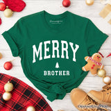 Merry Brother Retro Christmas T-Shirt, Matching Family Holiday Tee
