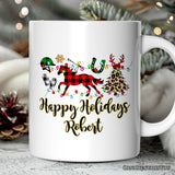 Personalized Mug Horse Buffalo Plaid Christmas, Equestrian Gift
