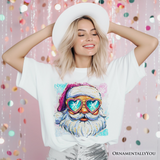 Merry Christmas Santa Sunglasses Christmas T-Shirt, Funky Retro Holiday Tee
