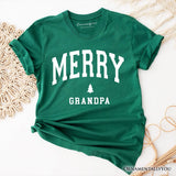 Merry Grandpa Retro Christmas T-Shirt, Matching Family Holiday Tee