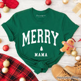Merry Mama Retro Christmas T-Shirt, Matching Family Holiday Tee