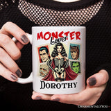 Monster Lover Personalized Halloween Mug, Horror Characters Retro Gift for Women with Custom Name