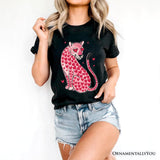 Pink Leopard Valentine T-Shirt, Cute Love Hearts Tee