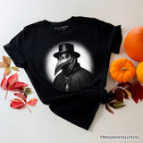 Plague Doctor Spooky Portrait T-Shirt, Horror Villain Theme Halloween Tee
