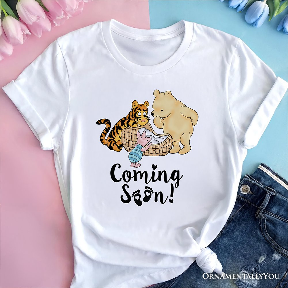 Pregnancy Announcement Winnie-the-Pooh T-Shirt, 1926 A.A. Milne Baby Coming Soon Mom Tee