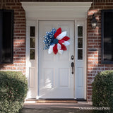 Rustic Burlap Patriotic 22" Wreath, American Flag Style 4th of July Front Door Home Decor