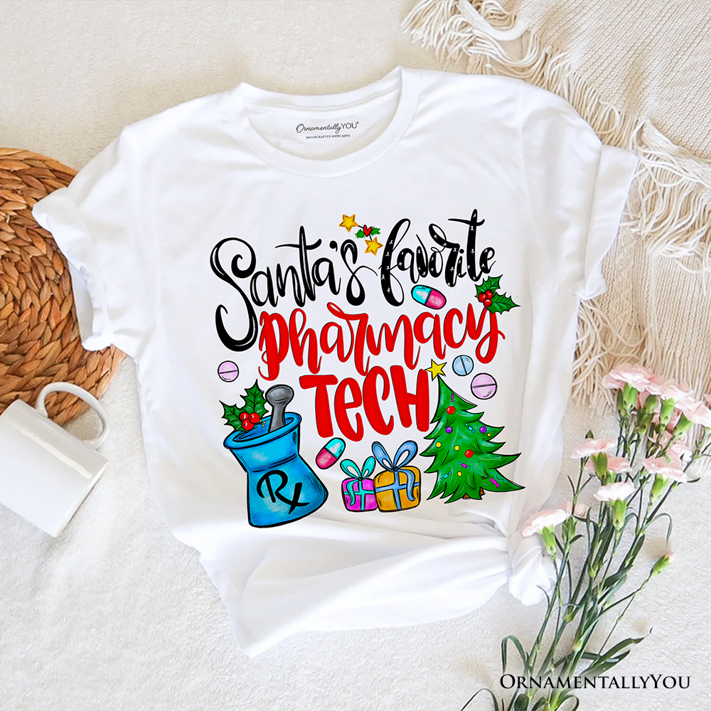 Santa's Favorite Pharmacy Tech T-Shirt, Merry Christmas Pharmacy Tee