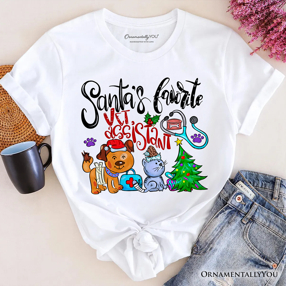 Santa’s Favorite Vet Assistant T-Shirt, Merry Christmas Pet Care Tee