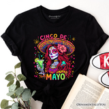 Sugar Skull Girl Cinco De Mayo T-Shirt, Mexican Margarita Sombrero Fiesta Tee