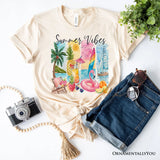 Summer Vibes T-Shirt, White and Natural Vacation Beach Tee
