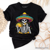 Taco Skeleton Cinco De Mayo T-Shirt, Funny Mexican Skull Sombrero Tee