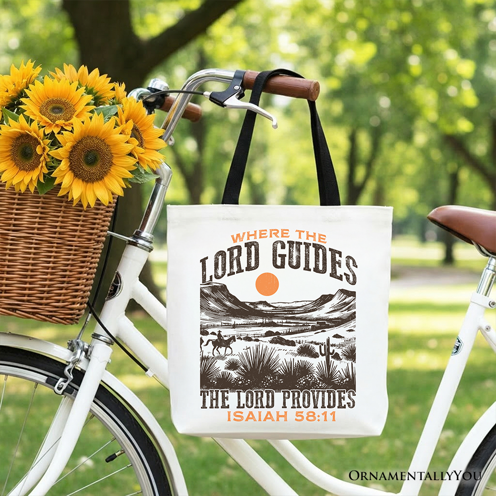 The Lord Provides Christian Tote Bag, Retro Western Desert Worship Gift Shopper