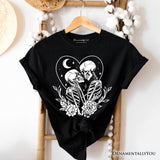 The Lovers Skeletons T-Shirt, Spooky Gothic Romantic Valentine Tee