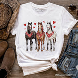 Valentine Horses Western T-Shirt, Cute Country Lover Tee