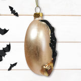 Wicked Witch and Crescent Moon Glass Christmas Ornament, Spooky Halloween Gift