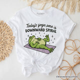 Yoga Frog Downward Spiral T-Shirt, Funny Mental Health Humor Tee