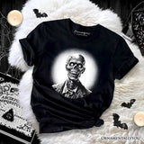 Zombie Spooky Portrait T-Shirt, Horror Villain Theme Halloween Tee