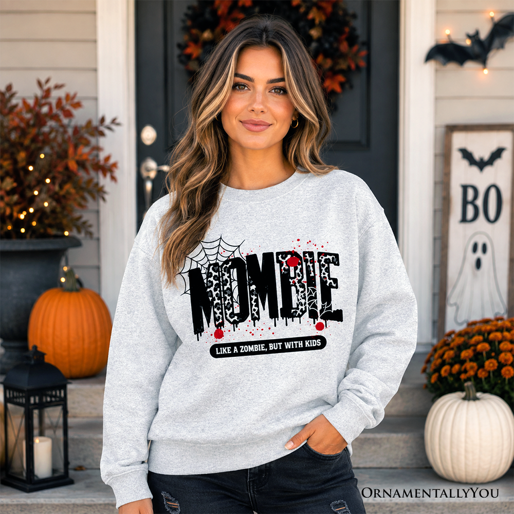 Mombie Like a Zombie But With Kids Sweatshirt, Funny Halloween Mom Horror Sweater