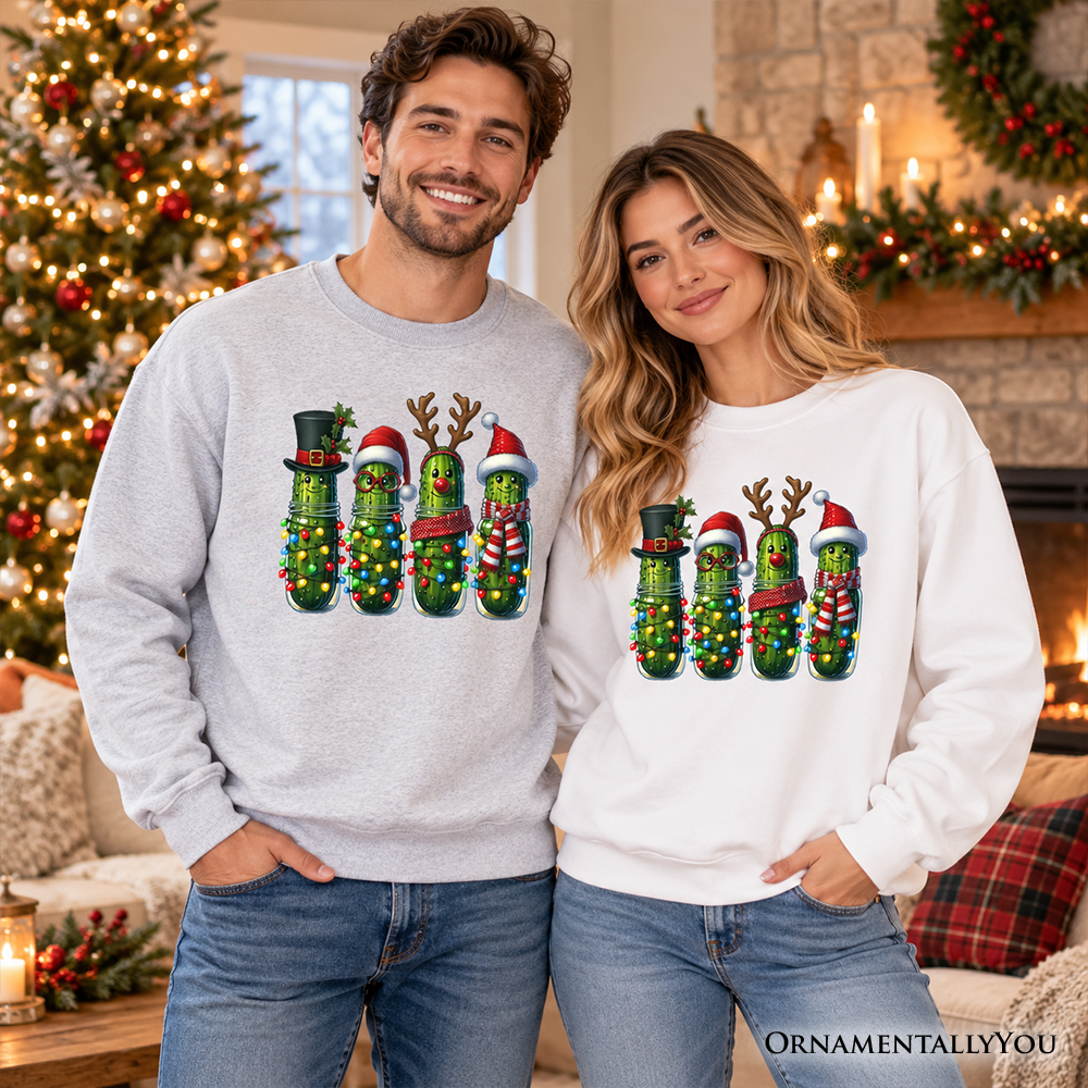 Christmas Pickles Sweatshirt, Festive Holiday Cucumber Holiday Sweater
